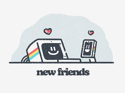 New Friends 80s best friend bf bff buddies buddy cell phone computer cute friend friends homies iphone mac mobile phone pal pc procreate rainbow retro