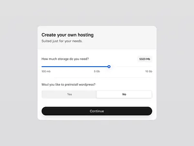 Hosting Customization Process animation app bar cursor customization dialog figma hosting icon jitter modal motion graphics process tos web app
