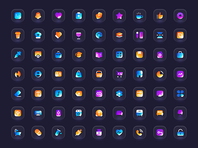 Gradient Glossy Icons all app branding design graphic design icons illustration key lock logo mobile shopping typography ui ux vector