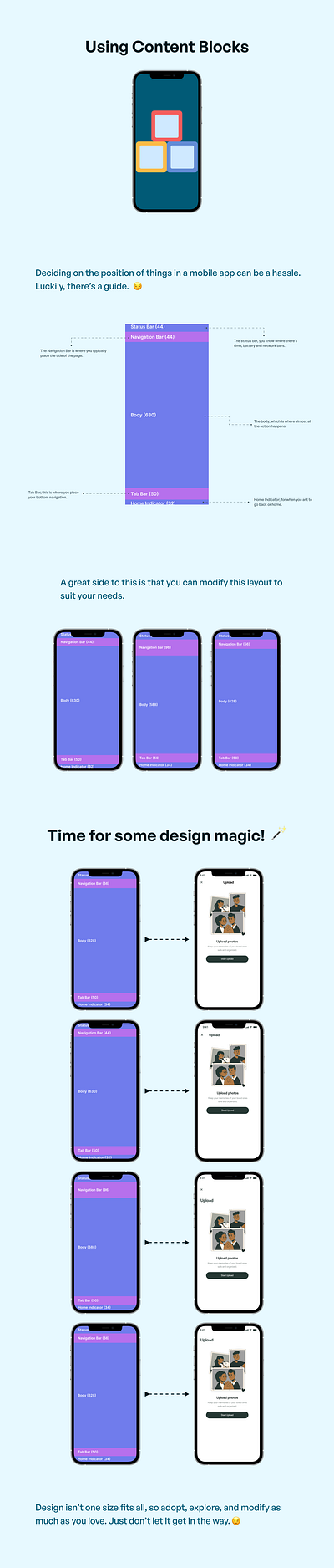 Using Content Blocks app design design mobile design ui ux