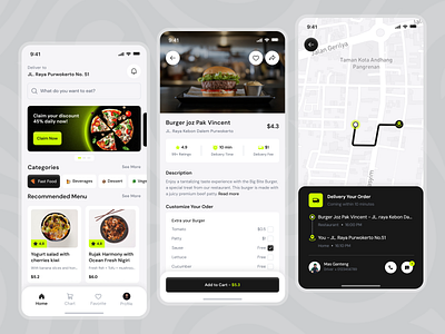 Food Delivery Application clean design food food delivery illustration mobile app typography ui ui inspiration uiux ux