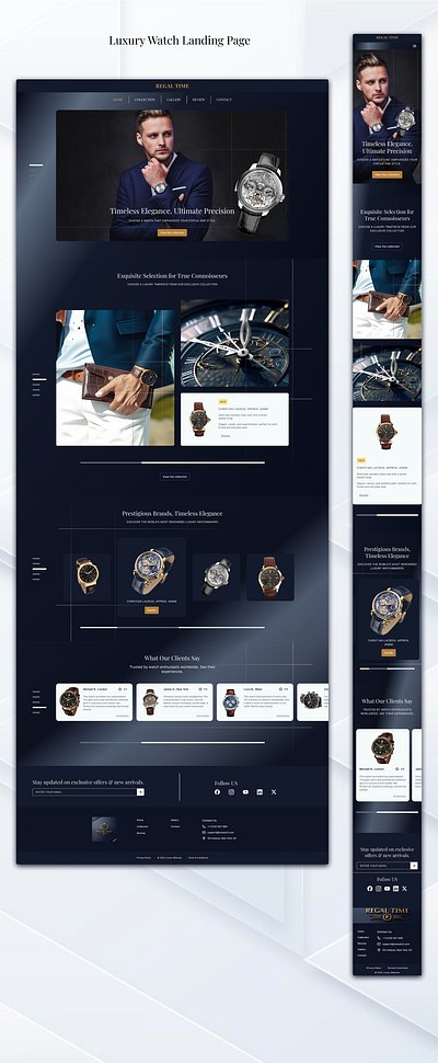 Luxury Watch Landing Page adaptive branding creativeui design figma illustration minimaldesign mobile ui uiux ux watch web