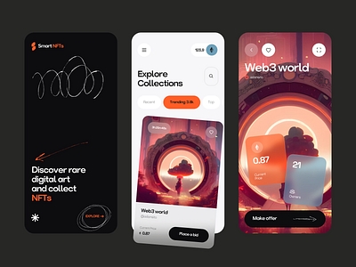 NFT Marketplace Mobile App app art binance bitcoin blockchain coin crypto defi eth fintech marketplace nft shop web 3.0