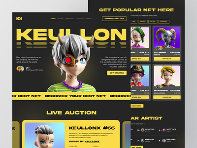 Keullon - NFT Marketplace Landing Page clean crypto crypto nft cryptoart design etherium landing page landing page design landingpage nft nft marketplace nftart nfts rarible ui ui design web design webpage website website design