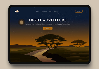 Adventure App Tablet/ Ipad adventure app design booking dashboard design interface ipad nature night tablet travel ui ux vacation website