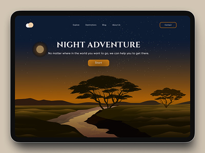 Adventure App Tablet/ Ipad adventure app design booking dashboard design interface ipad nature night tablet travel ui ux vacation website