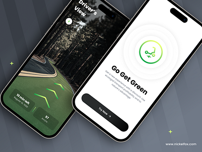 Go Green App animation ar ar app branding dark driving app ev app illustration invoice map app minimal design mobile app motion graphics motors navigation navigation app order ride app ui ux