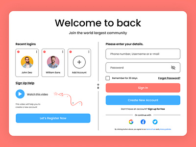 Sign In: Sign In/ Log In/ Register change password create account forgot password log in log out login form login page login screen register registration reset password sign in sign up signup ui website design