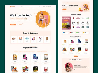 Pet Food Order Website cat cat food dog food dogs home page ui homepage landing page pet care pet food pet food designs pet shop pets ui