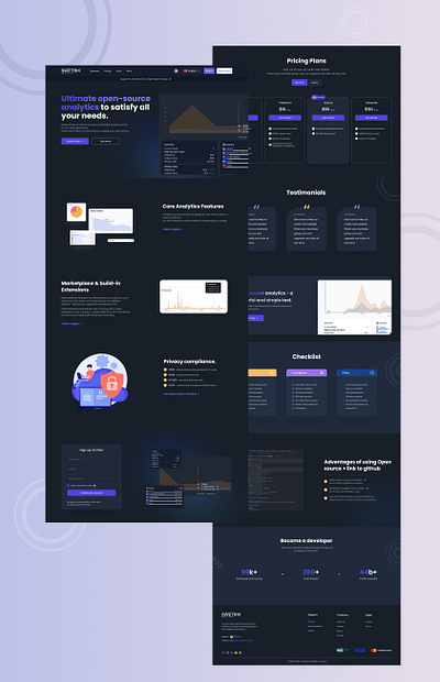 Landing page "Swetrix" 3d analytics app branding crypto design illustration inspiration site ui uiux ux web design work