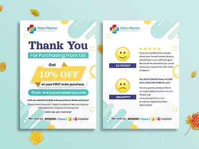 Amazon Thank You Card Design, Product Insert, Package Insert amazon fba amazon thank you card card design clean corporate design creative custom design e commerce ebay graphic design medicine package insert card print product branding product insert review thank you card