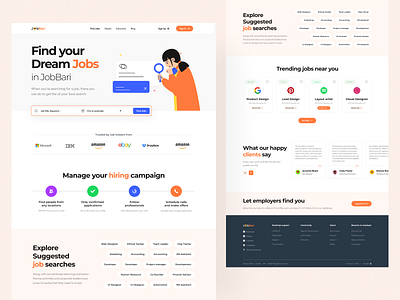 JobBari - Job Finding website design career emploment hiring hiring platform job board job finder job hunt job listing job portal job search job seeker product product design ui recruitment ui ux web design webapp website website design