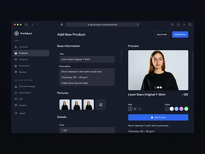 ProXduct - E-commerce Dashboard add product admin panel admin ui clothes shop clothing shop dark mode dashboard dashboard e commerce e commerce clothing e commerce dashboard fashion dashboard interface sell product shop panel shopping dashboard ui ui ux design uidesign uidesigner uiux