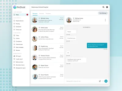 Two Way Messaging Feature blue clean dailyui dashboard design ui web white