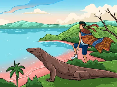 Labuan Bajo - Komodo assets beach hills illustration indonesia komodo landscape nature nusa tenggara outdoor scenery traveling wonderful indonesia