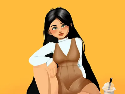 Stylised girl digital art illustration