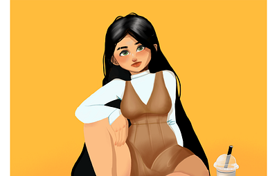 Stylised girl digital art illustration
