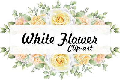 Watercolor White Floral Clipart Set boho floral clipart floral gold frame png garden clipart png greenery clipart watercolor roses clipart wedding design png white flower png white flowers clipart white roses bouquet white roses png