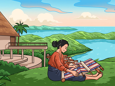 Nusa Tenggara authentic fabric assets beach culture fabric holiday illustration indonesia landscape ntt nusa tenggara scenery traditional vacation weaving wonderful indonesia