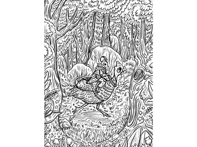 Inktober 09 - Fowl (black and white) animals art book childrens illustration design digital digital art eco ecology fairy tale illustration illustrator story summer