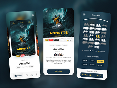 Movie App Concept cinema app film mobile app mobile app design movie app movie ticket booking netflix ticket booking ticket booking app ui design uiux design