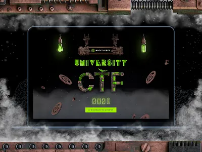 University CTF 2021 | HTB | Landing Page branding ctf cybersecurity daily ui design event graphic design hacking header landing page logo lp mockup robotic steampunk technology ui ux web design website