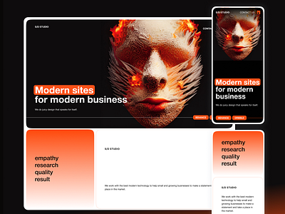 Landing page for design studio S/D black and white design landing page minimalistic modern site ui ui design uxui webdesign website