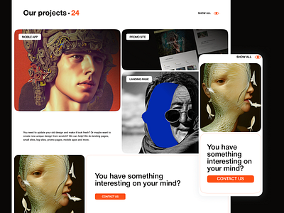Landing page for design studio S/D black and white branding design landing page minimalistic modern site ui uxui webdesign website