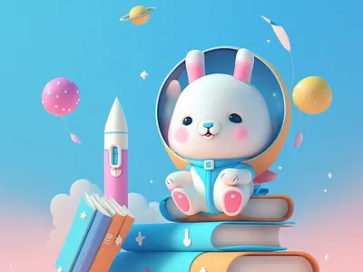 blue book and rocket 3d ai animation branding graphic design logo motion graphics