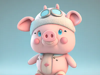 Cute pig 3d animation cute pig graphic design logo ui