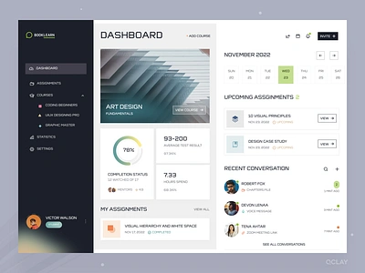 Courses Platform Dashboard analytics app book course dashboard dashboard ui ed tech education learing lesson metrics online platform online school panel saas study summary udemy ui ux webdesign