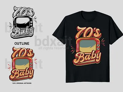 70's Baby T-shirt design 70s 70sdesign 70sstyle 80s design 80sstyle 90s design baby born graphictshirtdesign illustration teedesign tshirt design vector