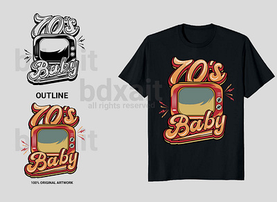 70's Baby T-shirt design 70s 70sdesign 70sstyle 80s design 80sstyle 90s design baby born graphictshirtdesign illustration teedesign tshirt design vector