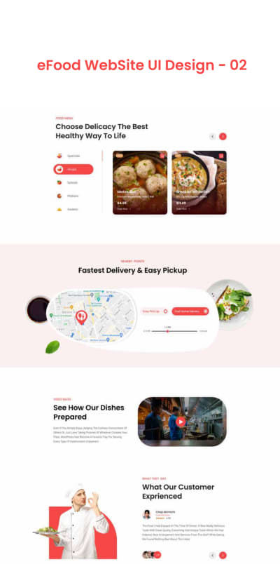 E-Food Website UI Design 3d animation branding business website design e food website ui design elementor pro graphic design illustration logo motion graphics ui vector