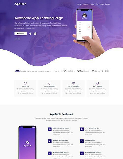 Mobile App Landing Page Design 3d animation branding business landing page design business website design elementor pro graphic design illustration logo motion graphics ui vector