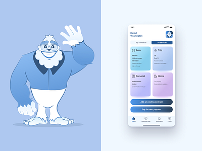 Insurance agency app app application branding character design flat graphic design illustration illustrator mobile ui ux