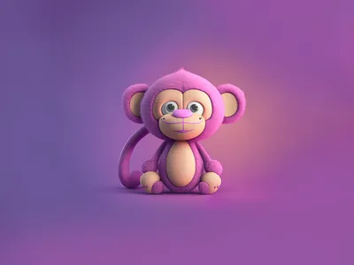 Pink Cute Monkey 3d animation branding graphic design logo motion graphics pink cute monkey
