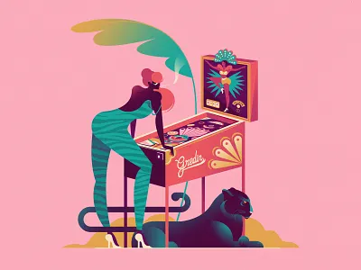 Tilt! character exotica flipper graphic design gredin illustration montreal motion graphics panther pinup vector vector art