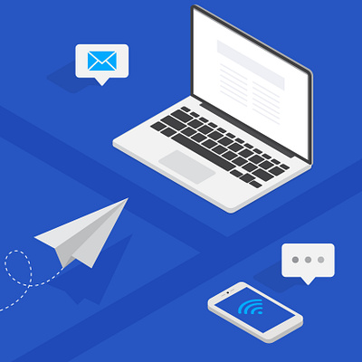 Isometric graphic of laptop, paper airplane, email notification, adobe illustrator communication design email email notification graphic graphic design illustration isometric isometry laptop paper airplane text text message vector wifi