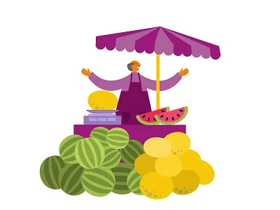 Local market vector illustration design flat geometric illustration local market melon vector watermelon