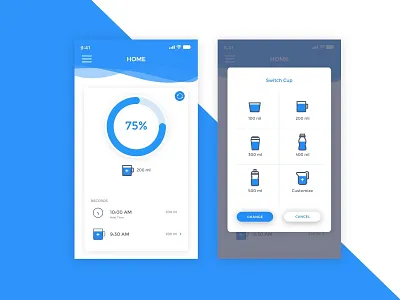 Water Reminder App ui/ux app graphic design typography ux vector