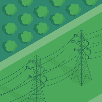 Isometric graphic of electric towers, transmission towers, trees adobe illustrator countryside design electric electric towers electricity farm graphic graphic design illustration isometric isometric illustration isometry landscape roads transmission towers trees vector