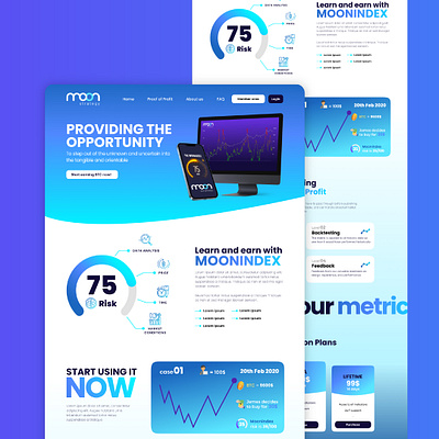 MoonStrategy (Bitcoin Risk Indicator) - Home Page Design branding design graphic design illustration landing page landing page design logo ui ux vector