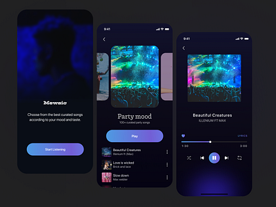 Mewsic design mobile mood music ui