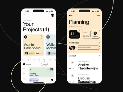 Task and Project Management Mobile App app dashboard kanban management notion organize planner product design productivity project management saas task management tasks team manager todo tracking work list