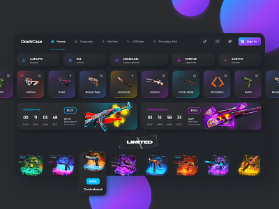 Ui Dashboard for Case Opening Platform betting case casino crypto crypto design csgo design gambling gaming skin ui web