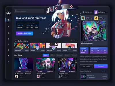 NFT Auction Marketplace User Dashboard admin admin panel analytics blockchain chart crypto wallet cryptoart design fluttertop nft nft app nft dashboard nft marketplace nft web nfts rarible ui uiux user dashboard web3