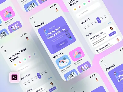 Doctor Mobile App 3d animation app app design branding design doctor app doctor mobile app doctor ui graphic design illustration landing page logo medical app medical landing page desing motion graphics typography ui ux vector