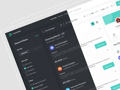 GaweSateh - Dashboard view jobs careers dark mode dashboar dashboardview education hiring hr interview jobfair jobs jobseeker jobwork office portofolio recuitment simple static ui ux work