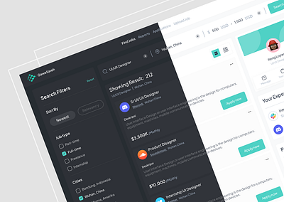 GaweSateh - Dashboard view jobs careers dark mode dashboar dashboardview education hiring hr interview jobfair jobs jobseeker jobwork office portofolio recuitment simple static ui ux work